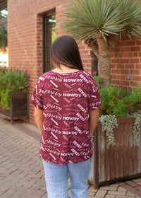 Basic Maroon Howdy Short Sleeve Tee Back