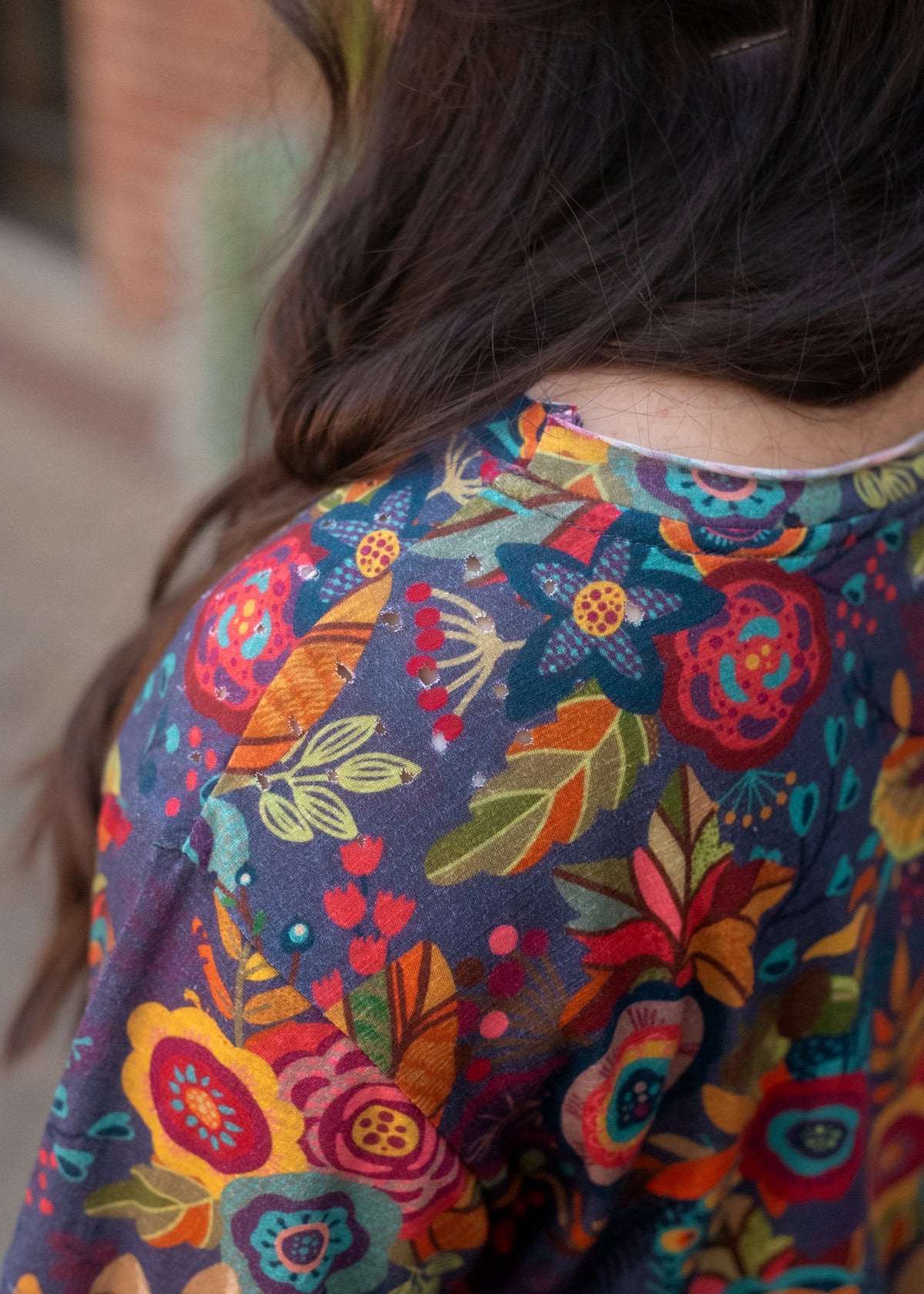 Fall Floral Short Sleeve Basic Tee Sleeve Detail