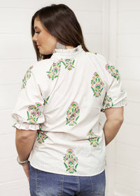 The Courtney Top- Floral Stripe