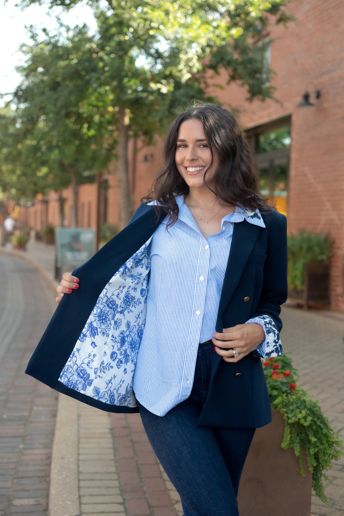  Power Navy Long Sleeve Blazer Inside