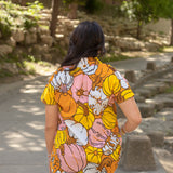 Pumpkin Short Sleeve Button Up Top Back