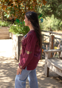 Quinn Maroon Long Sleeve Top Side