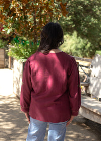 Quinn Maroon Long Sleeve Top Back