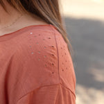 Basic Railroad Rust Short Sleeve Tee Shoulder Detail