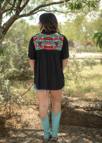 Roxie Black Short Sleeve Top Back