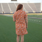 Tailgate White/Grey Boot Design Short Sleeve Orange Dress Back