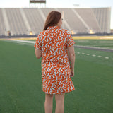 Tailgate White/Grey Boot Design Short Sleeve Orange Dress Back