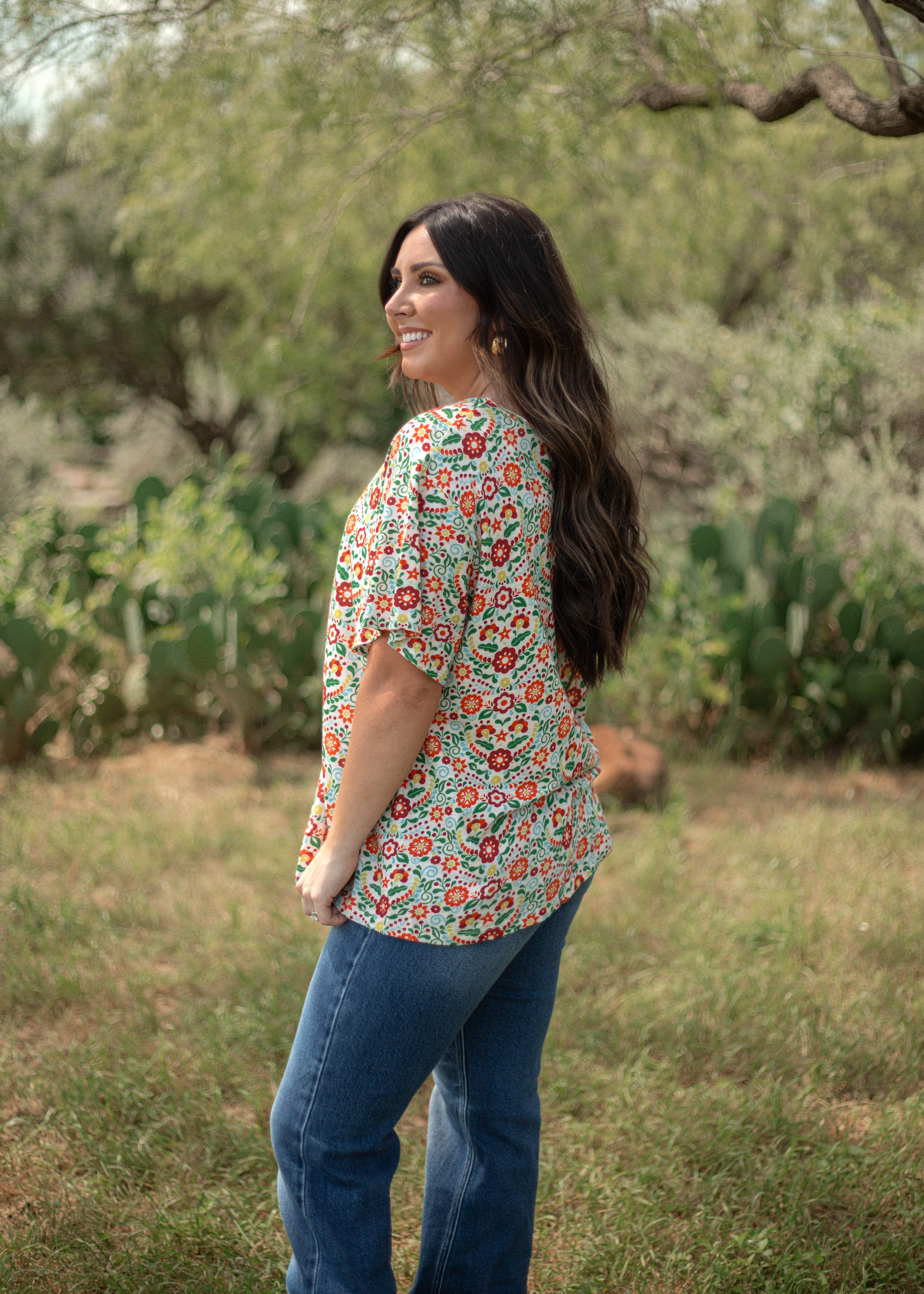Basic Fiesta Multi Color Short Sleeve Tee Side