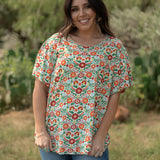 Basic Fiesta Multi Color Short Sleeve Tee Front
