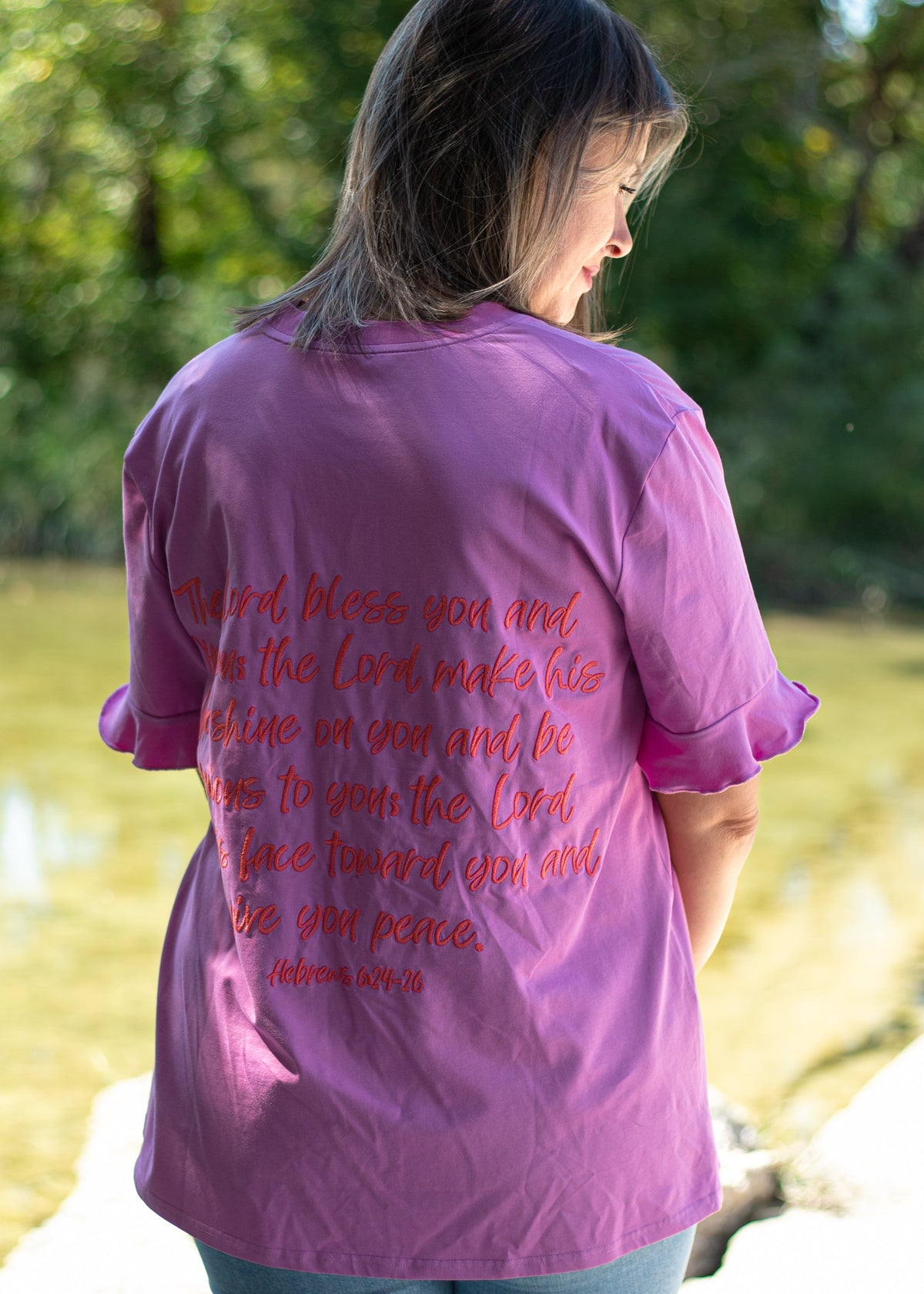 Back Cross Tee Elbow Sleeve Top