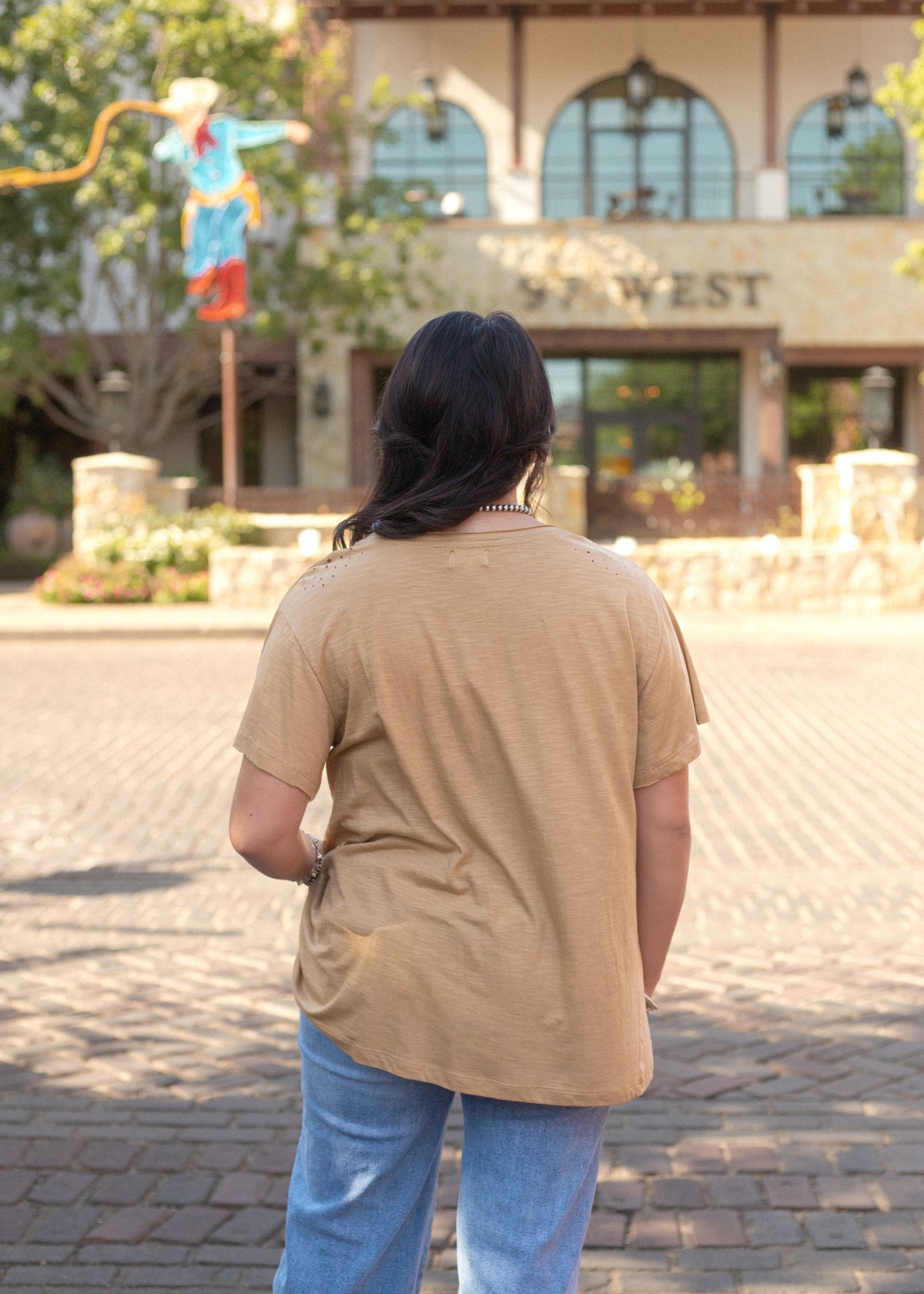 Basic Tan Short Sleeve Tee Back