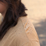 Basic Tan Short Sleeve Tee Shoulder Detail