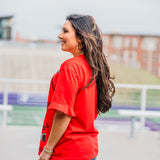 Touchdown Red Elbow Sleeve Top Side