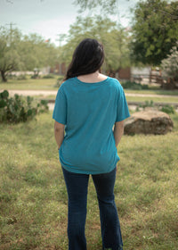 Basic Tempted Turquoise Short Sleeve Tee Back