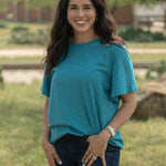 Basic Tempted Turquoise Short Sleeve Tee Front