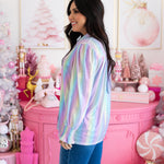 Candy Metallic Long Sleeve Button Up  Top Side