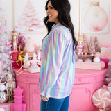 Candy Metallic Long Sleeve Button Up  Top Side
