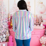 Candy Metallic Long Sleeve Button Up  Top Back