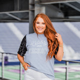 Classy Until Kickoff Black Short Sleeve Grey Top Front