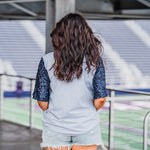 Classy Until Kickoff Navy Short Sleeve Grey Top Back