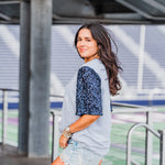 Classy Until Kickoff Navy Short Sleeve Grey Top Side
