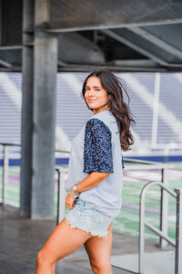 Classy Until Kickoff Navy Short Sleeve Grey Top Side