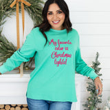 Griswold Colorful Embroidery Long Sleeve Green Sweater Front