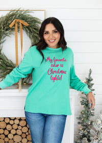 Griswold Colorful Embroidery Long Sleeve Green Sweater Front