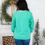 Griswold Colorful Embroidery Long Sleeve Green Sweater Back
