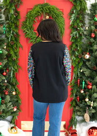 Holly Jolly Shimmer Long Sleeve Black Sweater Back