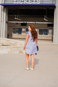 Justin Purple and White Short Sleeve Stripped Dress Back