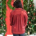 Ruby Metallic Red Long Sleeve Top Back