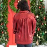 Ruby Metallic Red Long Sleeve Top Back
