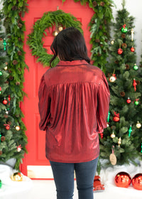 Ruby Metallic Red Long Sleeve Top Back