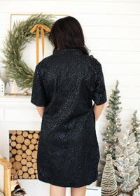 Lucy Shimmery Black Short Sleeve Knee Length Dress Back