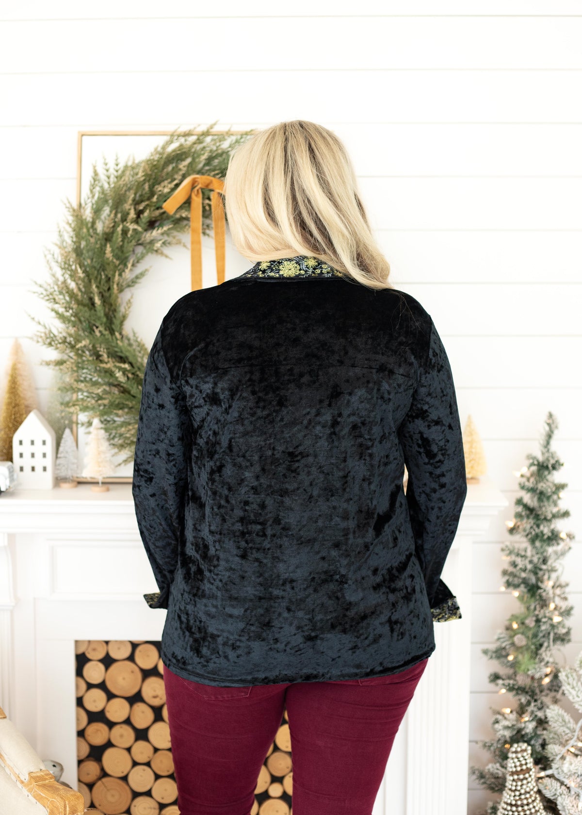 Sterling Black Velvet Long Sleeve Top Back