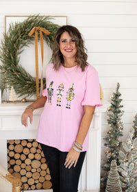 Clara Nutcracker Design Short Sleeve Pink Tee Front