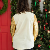 Oh Snap Glitter Long Sleeve Tan Top Back