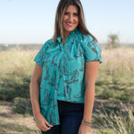 Front Shelby Top turquoise boot button up
