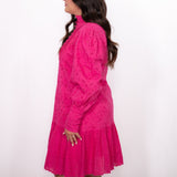 Samantha Pink Long Sleeve Knee Length Dress Side