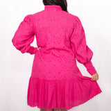 Samantha Pink Long Sleeve Knee Length Dress Back