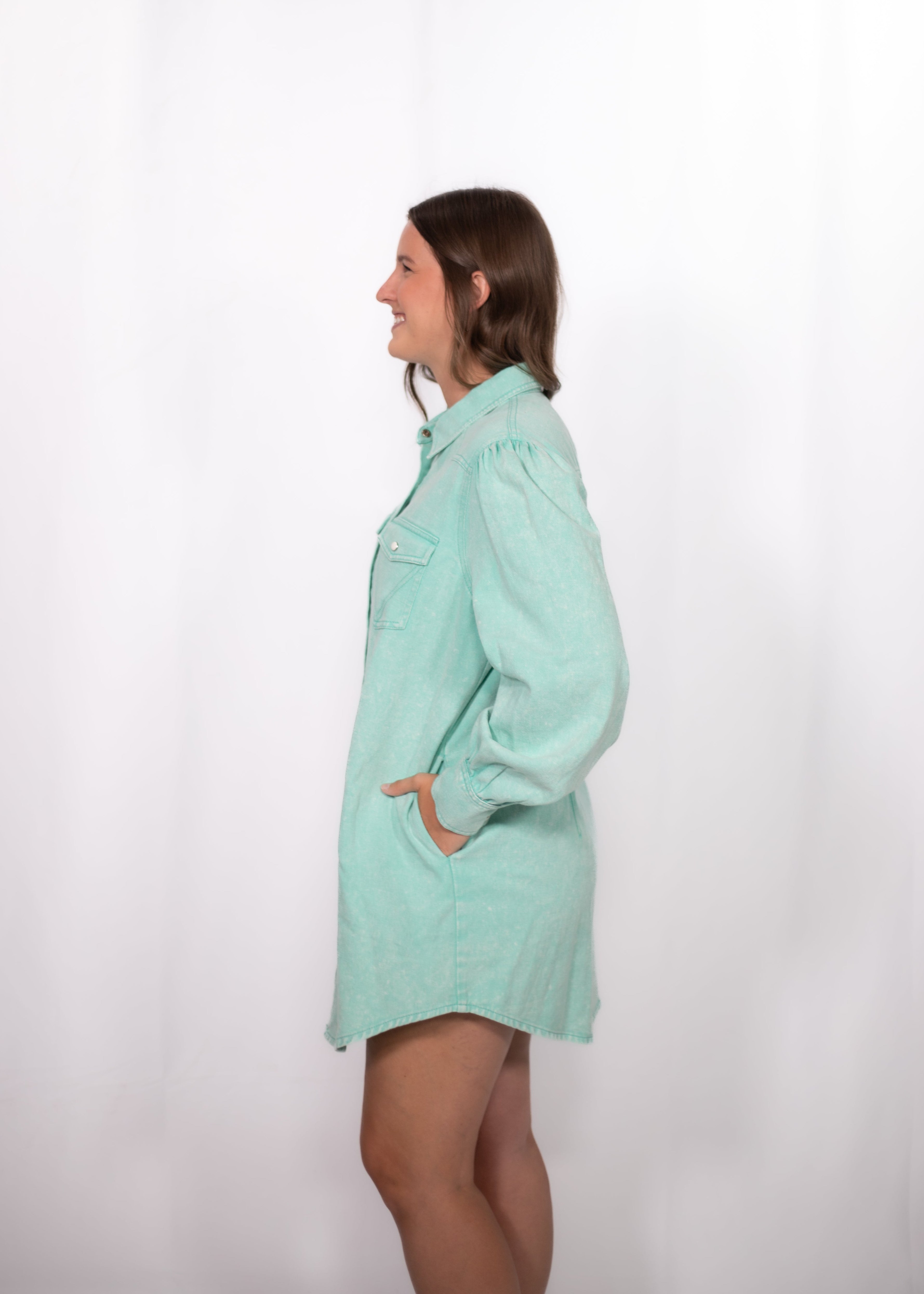 Side Annie Dress Denim mint dress
