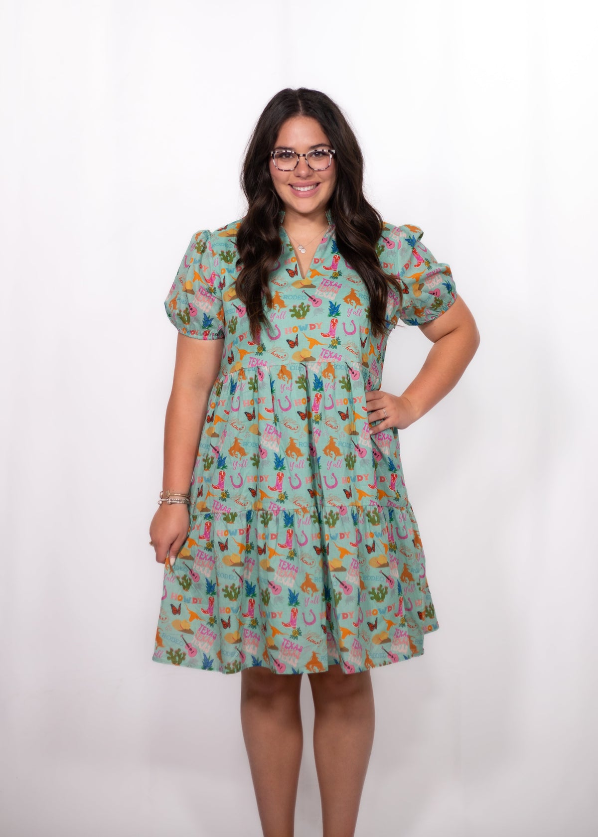 Front Mabel Dress Texas sweetheart print dress