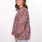 Side Jessica Top tan floral print long sleeve