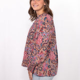 Side Jessica Top tan floral print long sleeve