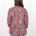 Back Jessica Top tan floral print long sleeve