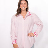 Front Heidi Top pink and white stripe top