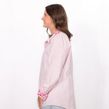 Side Heidi Top pink and white stripe top