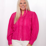 Front Kathleen Top pink lace eyelet top