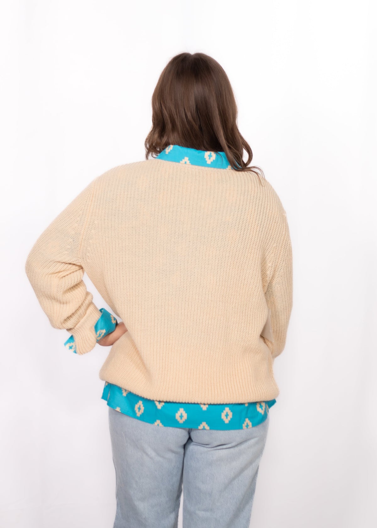 Back Mildred Sweater Cream bucking horse sweater